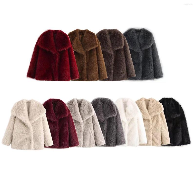 Women's Jackets Cross-border Trade Wholesale 2025 Autumn And Winter Artificial Fur Jacket Ladies Loose Long Sleeve Short