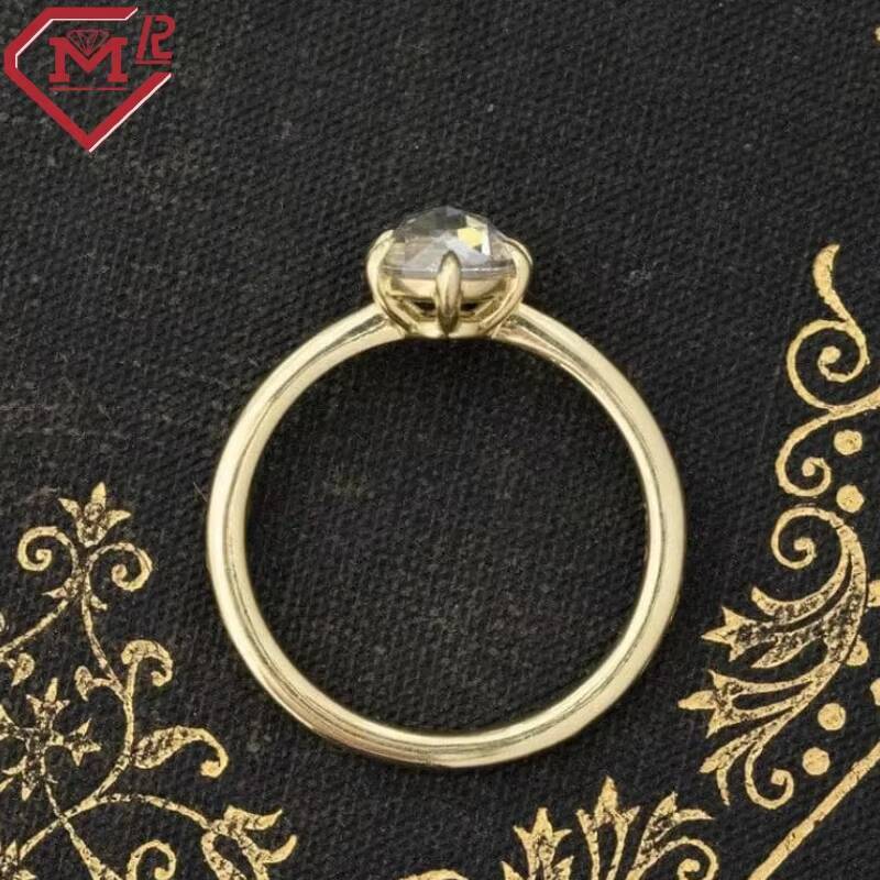 Hot Sale Silver Moissanite Ring Engagement 14k Gold Fine Jewelry 1.5CT Oval Rose Cut D/VVS Moissanite Ring
