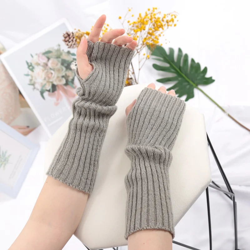 Women Long Fingerless Gloves Fashion Winter Warmer Mitten Arm Sleeve Casual Soft Girl Goth Clothes Punk Cosplay Accessories 250811