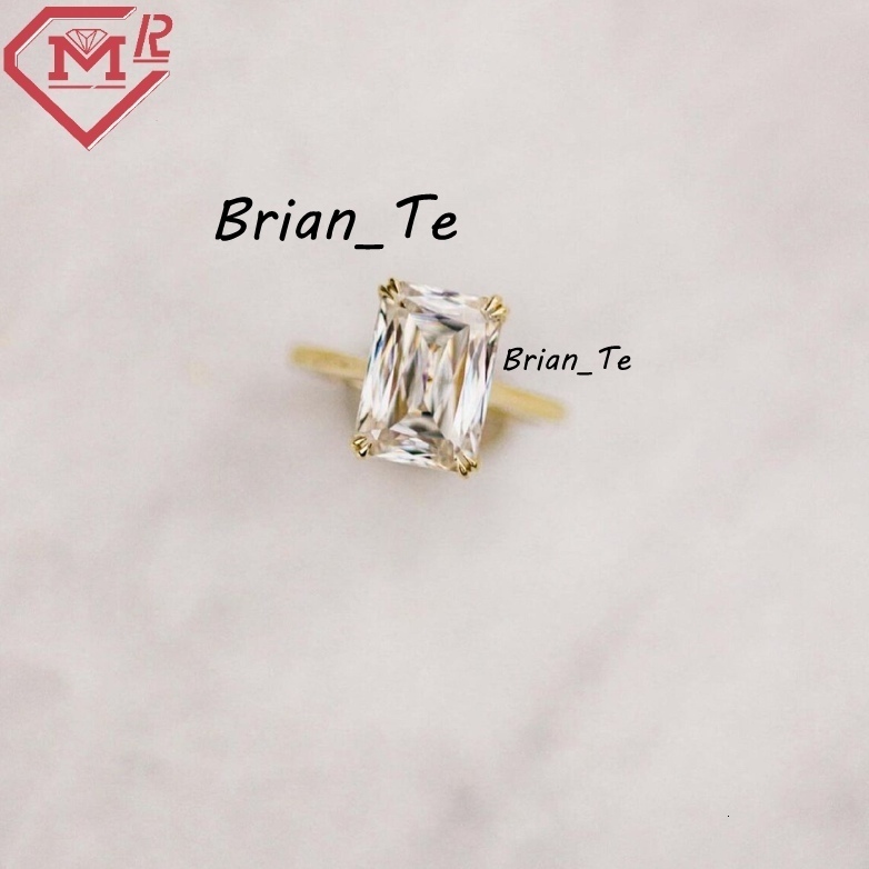 Luxury Moissanite Ring Men Women Engagement Yellow Gold Double Claws Vvs Iced Out Moissanite Ring