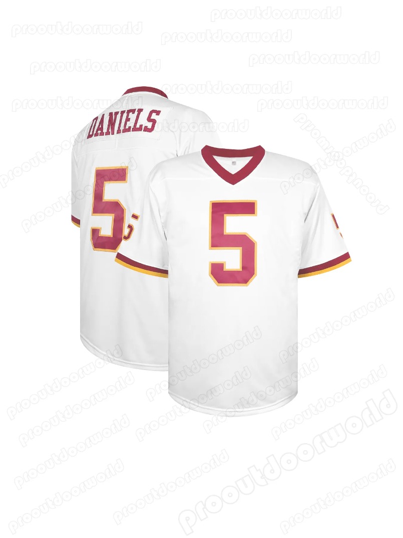 5 Jayden Daniels Personalized Wine Red/White Football Jersey 21 Sean Taylor 17 Terry McLaurin 4 Frankie Luvu Wagner Custom Nom and Num Embroidered Des