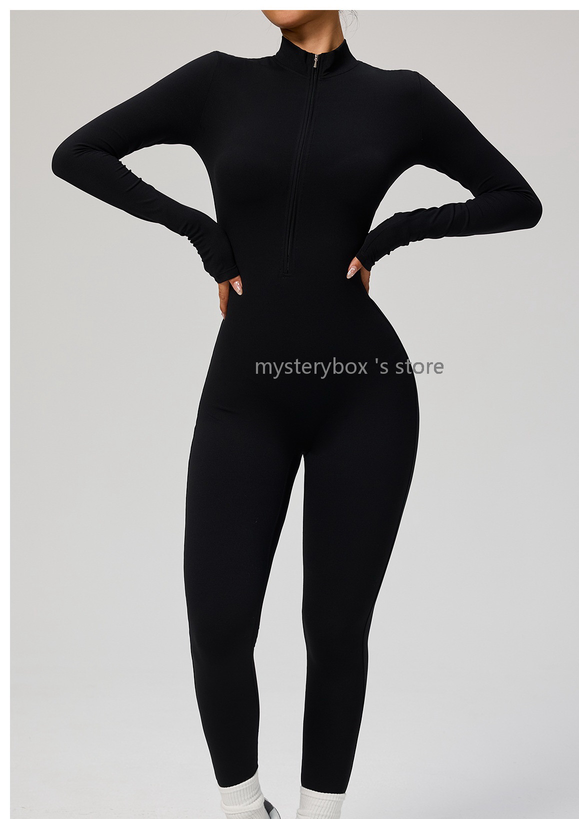 Women Ladies Yoga Outfit Wear Yoga Outfits Zipper Long Sleeved Yoga Jumpsuit Dance Fitness Tight Fitting Sports Cycling Clothes Suits Mysterybox Store