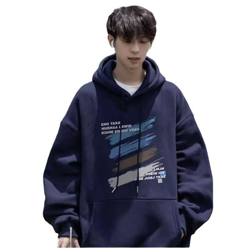 American Style Hooded Sweatshirt for Men Spring Autumn Winter New Ins Trend Loose Casual Versatile Thickened Printed Jacket