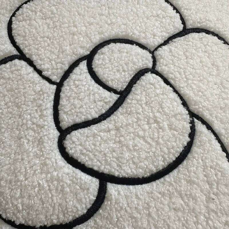 45cm Modern Style Flower Embroidery Plush Camellia Shaped Throw Pillow Soft Home Room Decor Cushion