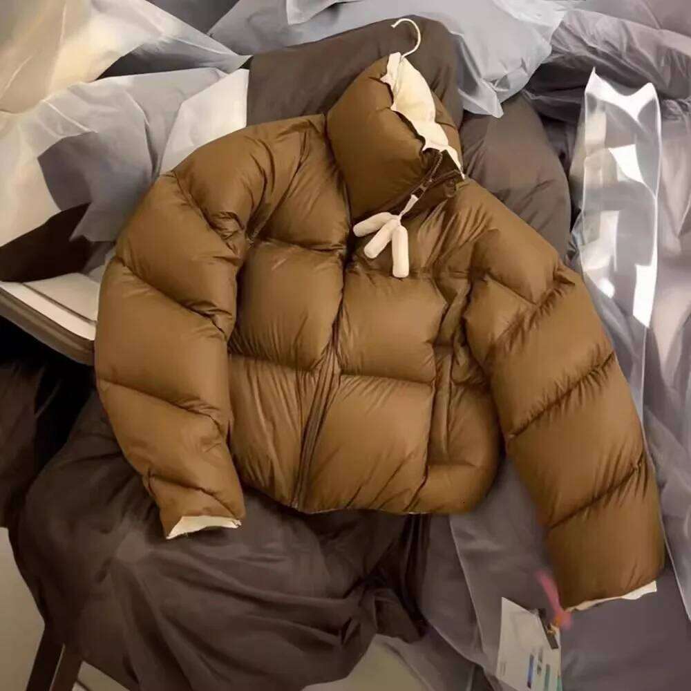 Winter Women Warm Stand Collar Windproof Short Jacket Thicken Fashion 90 White Duck Down Loose Parkas Coat Outwear