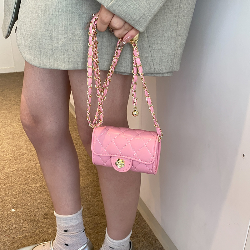 Free Shipping Designer Luxury Women's Small Fragrance Chain Shoulder Bag Fashion New Korean Version Mini Handbag Diamond Grid Denim Bag