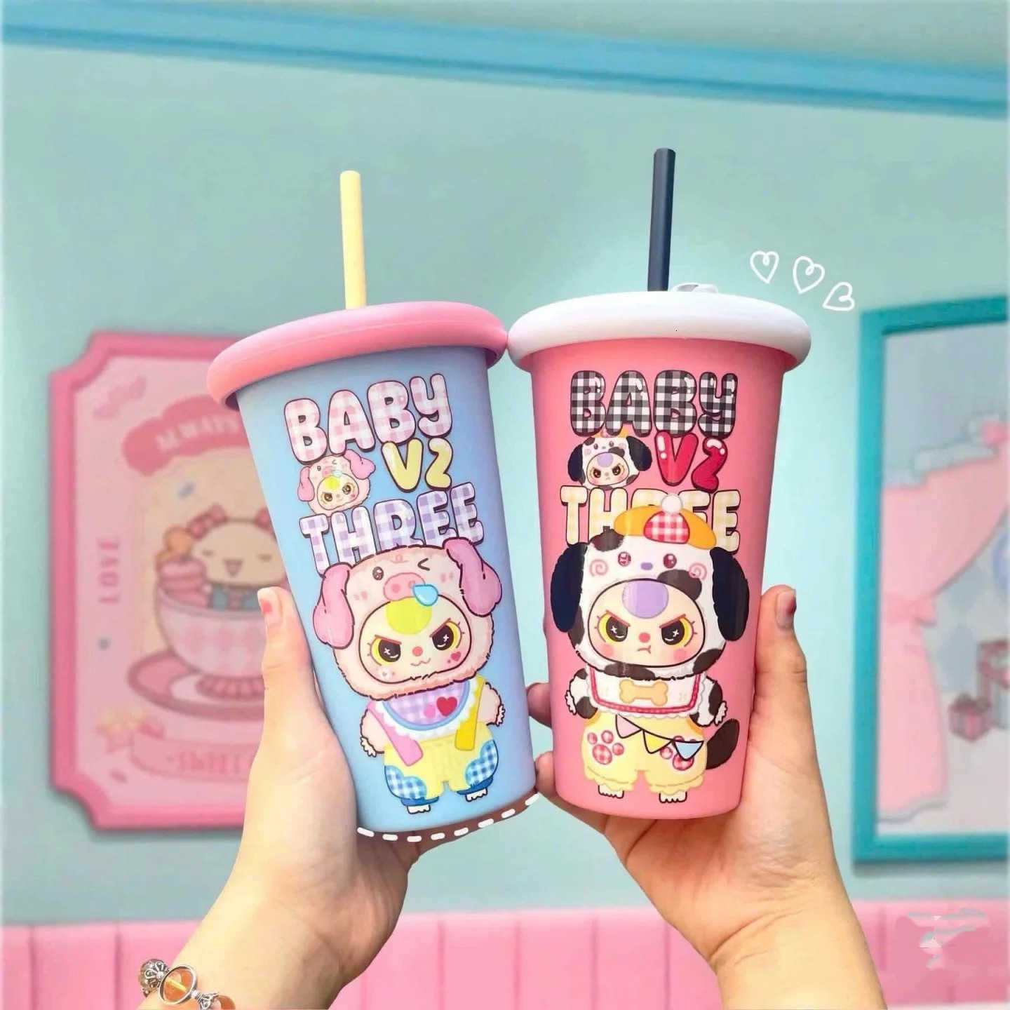 Surprise toy macaron blind box cup decoration gift doll three-year-old blind box plastic cup straw cup stainless steel insulated and heat-retaining cu