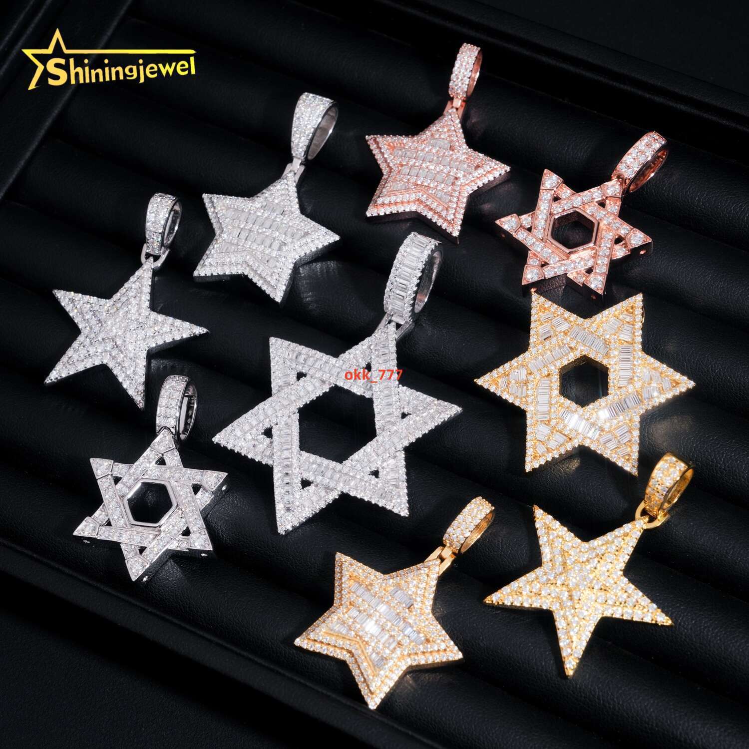 Hip Hop 925 Silver Iced Out Star Moissanite Pendant Men High Quality Custom Pendant Moissanite Jewelry GRA Daily Wear
