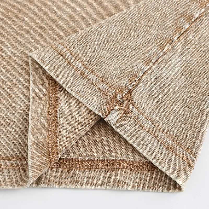 Wolfeel 100% Cotton Retro T-shirt Women Vintage Short-sleeve Wax T Shirts Men Solid Color Hip Hop Loose Tees Y250819