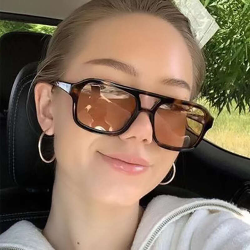 New Korean Style Square Double Beam for Men and Designer Women, Personality Ocean Lens Glasses, Celebrity Trendy Sunglasses