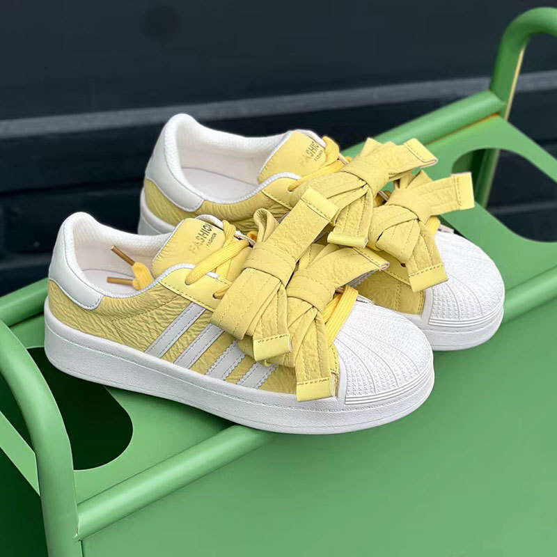 Shell Toe White for Women 2025 Spring Summer New Genuine Leather Bowknot Fashion Casual Shoes Versatile Color Block Sneakers