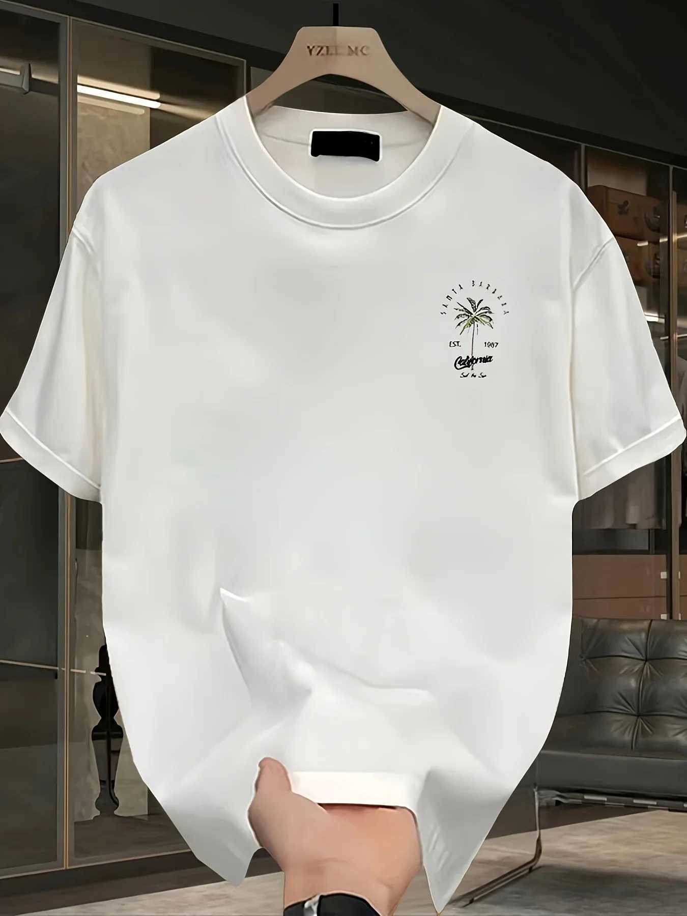 Mens clothing Loose and breathable T-shirts for daily travel and vacation 100% pure cotton high-quality tops for summer Y250819