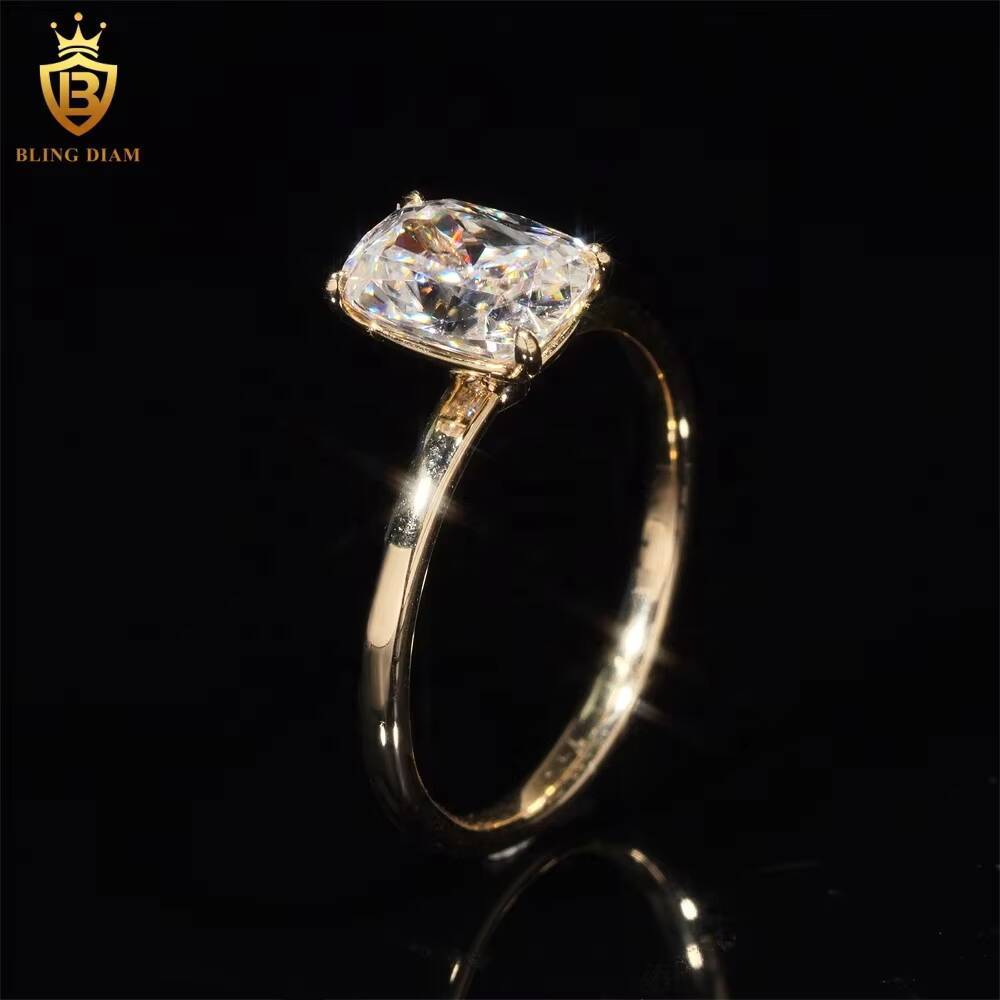 14K VVS Moissanite Diamond Engagement Ring Pass Diamond Tester 14K Yellow Gold Wedding Ring