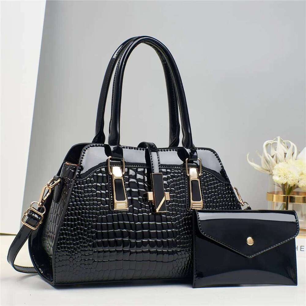 Brand Crocodile Handbag Tote Bright Leather Women Purse Shoulder Bag Female Top-handle Bags Commuting Shopping