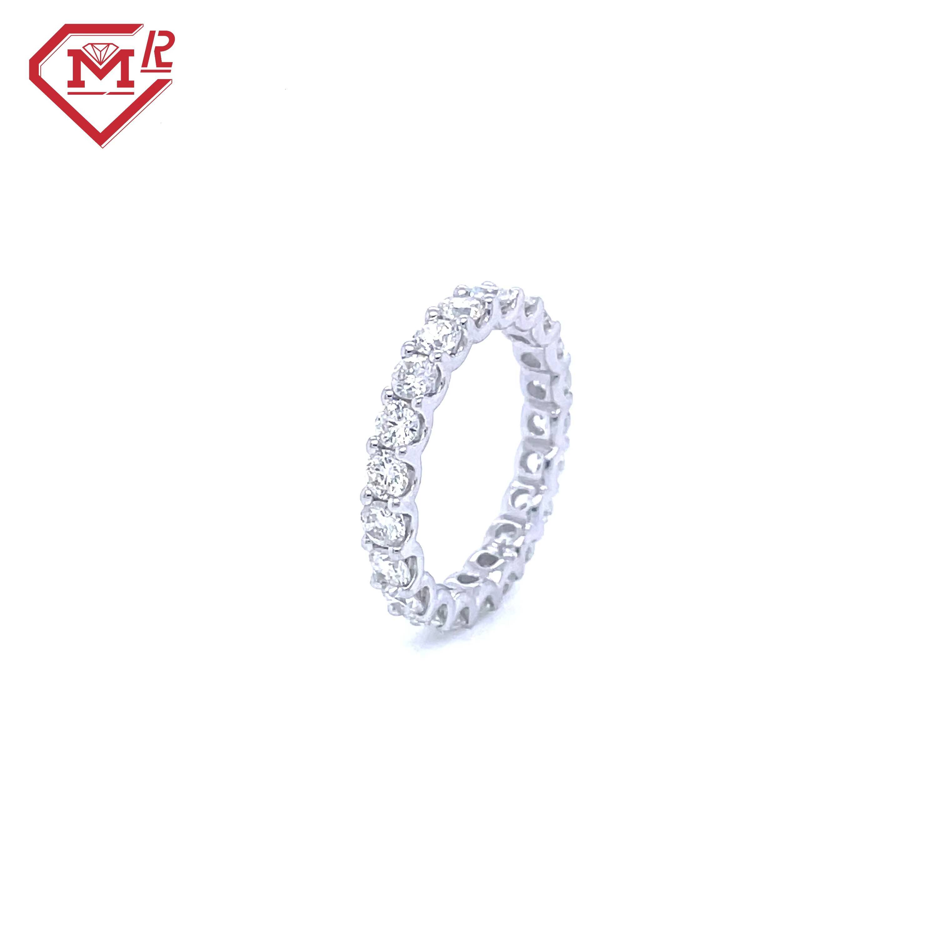 Moissanite Engagement Ring Eternity Wedding 925 Sterling Silver Band Prong Setting Moissanite Ring