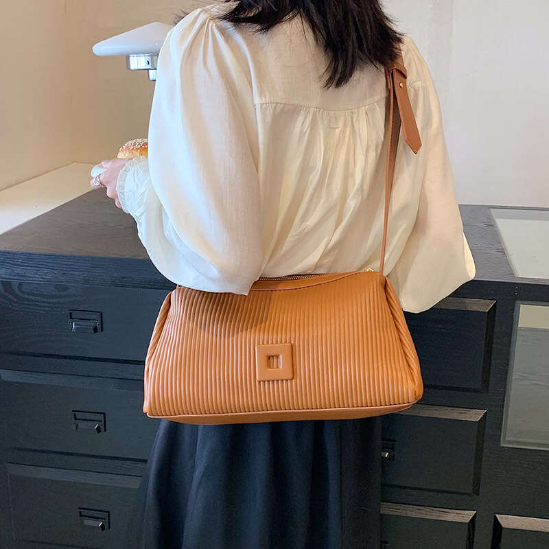 Designer Trendy Women's 2025 New Bags Fashion Striped Pleated Shoulder Crossbody Elegant Simple Pillow Bag