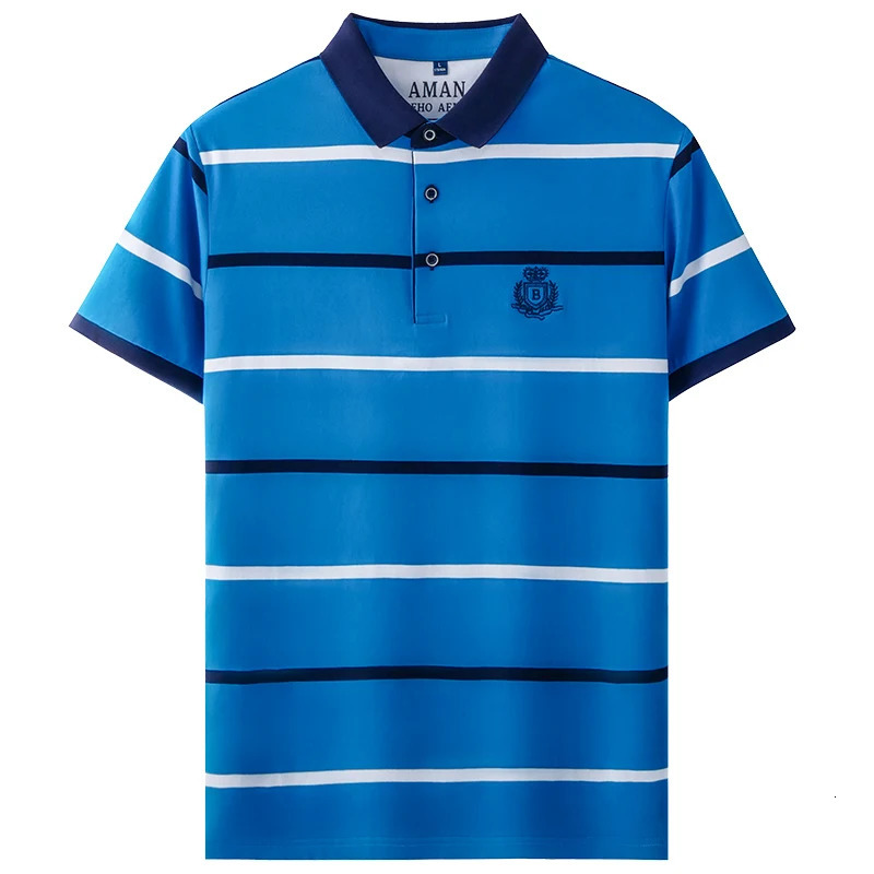 Fashion striped short sleeve men polo shirt summer trend letter embroidery n business casual breathable Paul Tshirt 250820