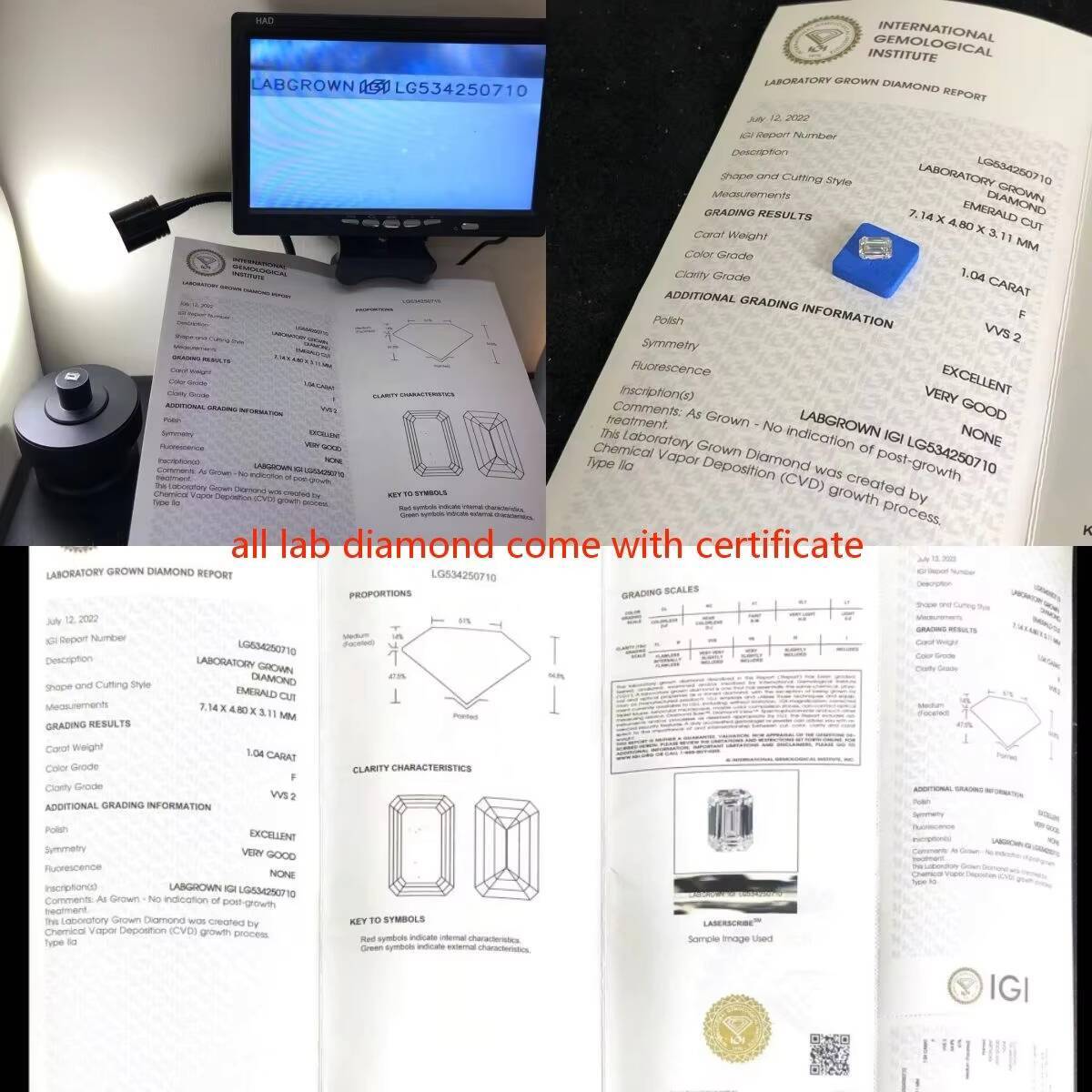 Custom Engagement 14K Solid Gold Lab Diamond Ring IGI Certified CVD Lab Grown Diamond Ring