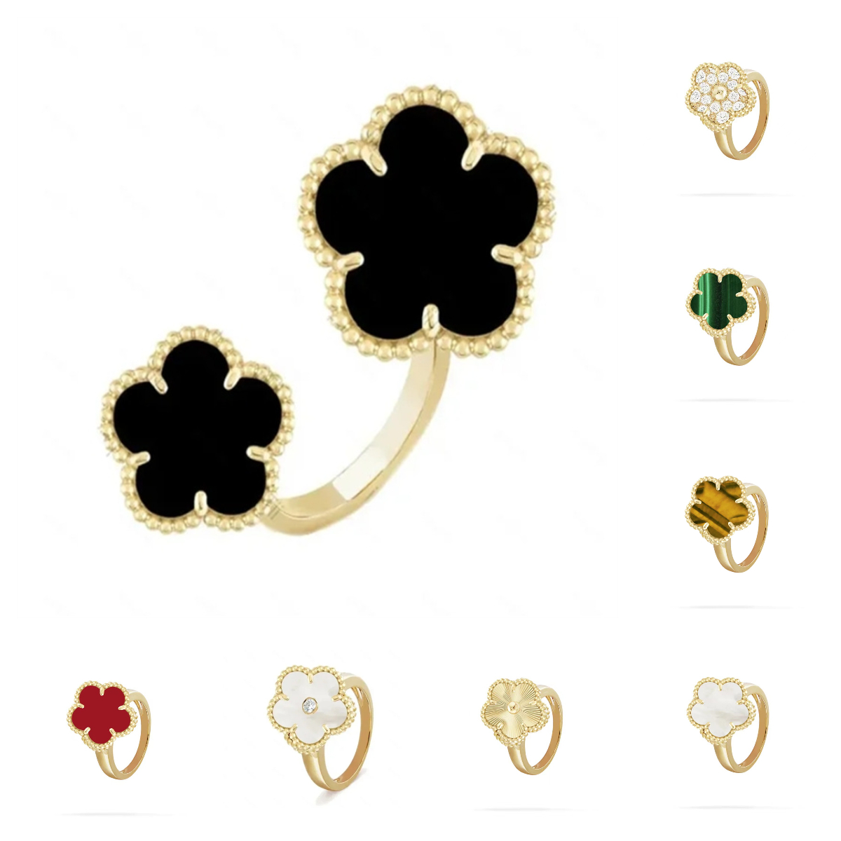 ring rings designer for women designer rings Classic Fashion Designer Ring Onyx Stainless Steel with 18K Gold Plate rings clover ring luxury jewelry luxury ring