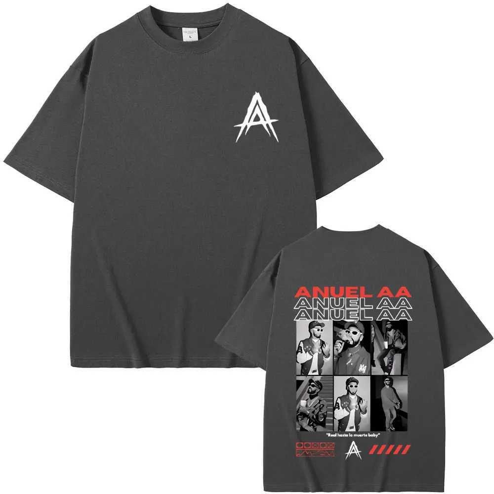 Rapper Anuel AA Real Hasta La Muerte Graphic T-shirt Mens Vintage Fashion Tshirt Men Women Hip Hop Oversized Short Sleeve Y250819