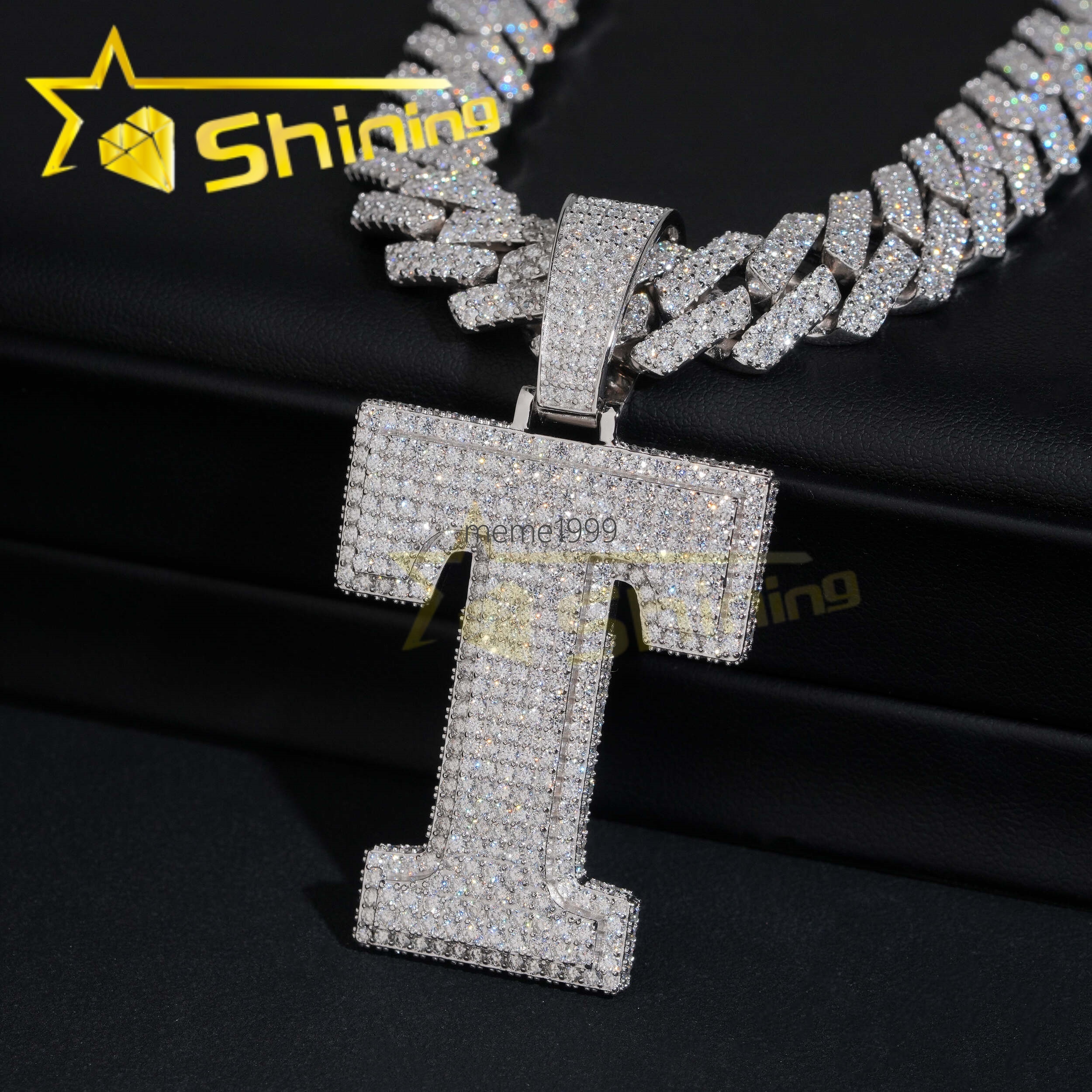 Hip Hop Vvs Moissanite Diamond Iced Out Pendant Pass Diamonds Tester 925 Silver Hot Sale Initial Letters Pendant Fine Jewelry - view 6