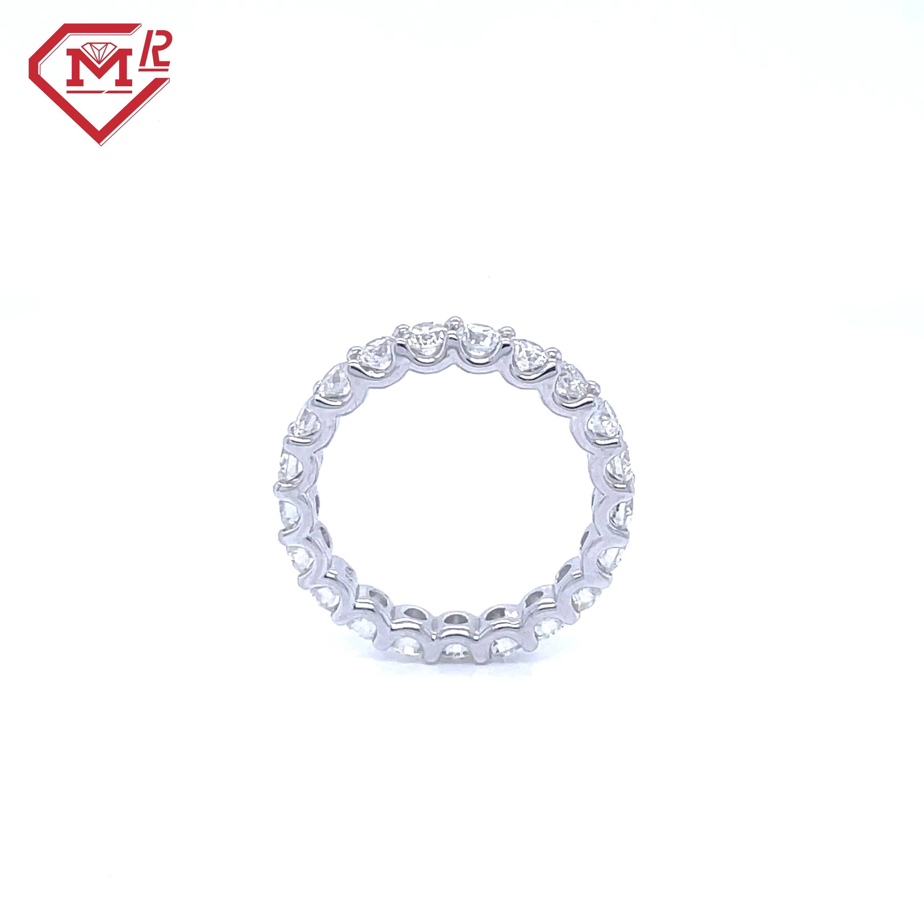 Moissanite Engagement Ring Eternity Wedding 925 Sterling Silver Band Prong Setting Moissanite Ring