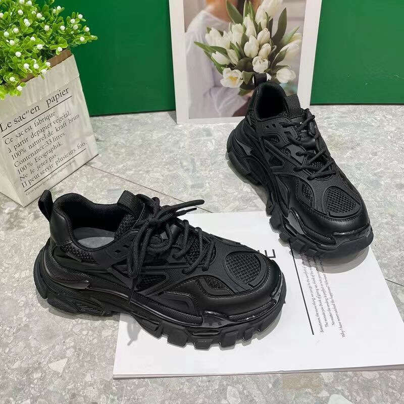 Women's Versatile 2023 Autumn New Mesh Breathable Non-Slip Dad Sneakers Thick Sole Casual Sports Shoes for Women