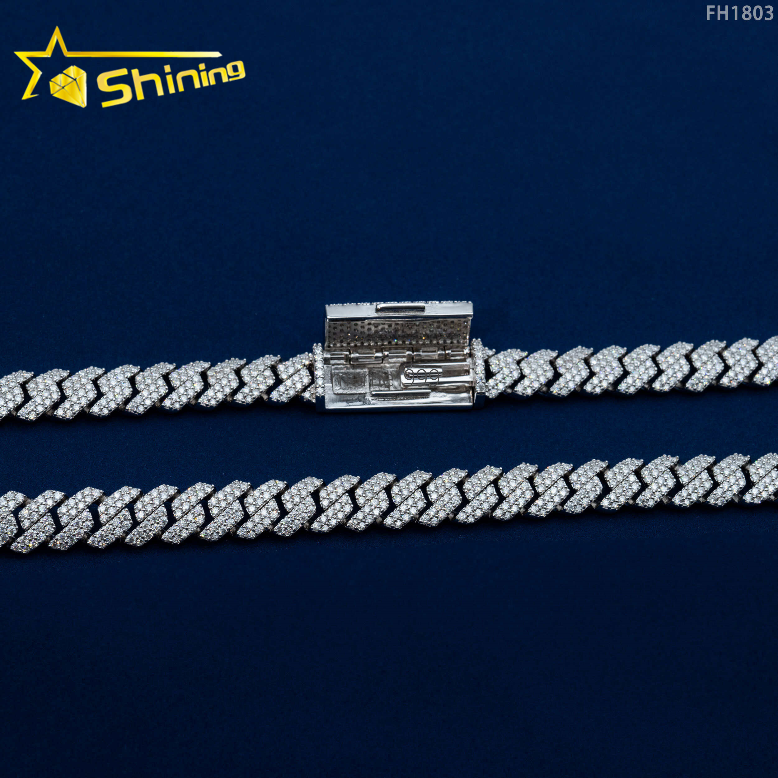 Wholesale Hip Hop Jewelry Cuban Link Chain Necklace 925 Sterling Silver 14k Gold Micro Pave moissaniteia Diamond moissanite Cuban Link Chain