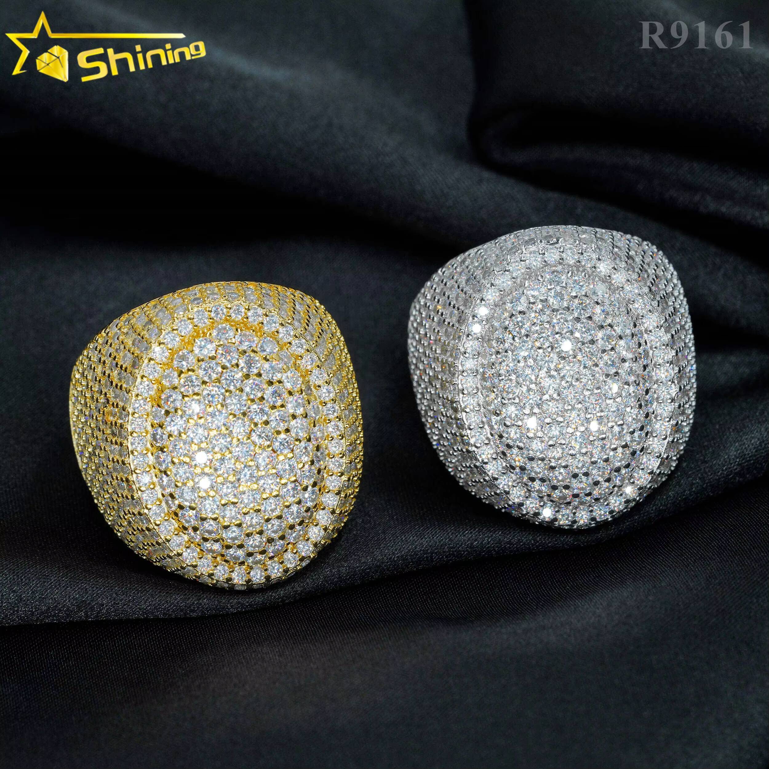 Wholesale Factory Price Moissanite Jewelry 925 Silver Iced Out Diamond Men Rings Hip Hop Moissanite Ring