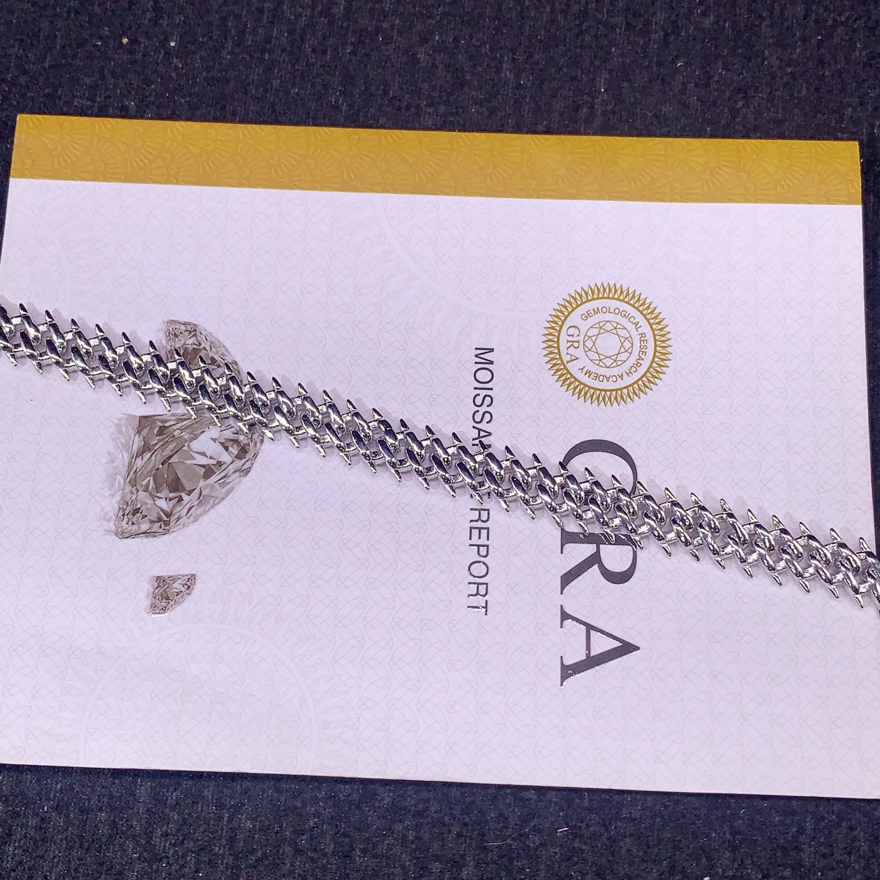 Fine Jewelry 925 Silver 10MM Thorns Spike Design Moissanite Cuban Bracelet Custom Men Iced Out Hip Hop Cuban Link Chain