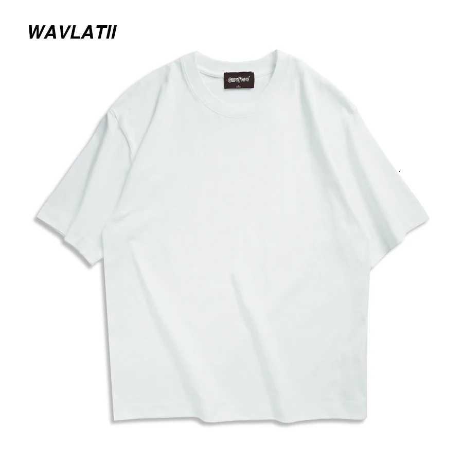 WAVLATII New Men Oversized T shirts Female 260 GSM Casual White Streetwear Tees Black Solid Basic Summer Tops for Young WMT2401 Y250819