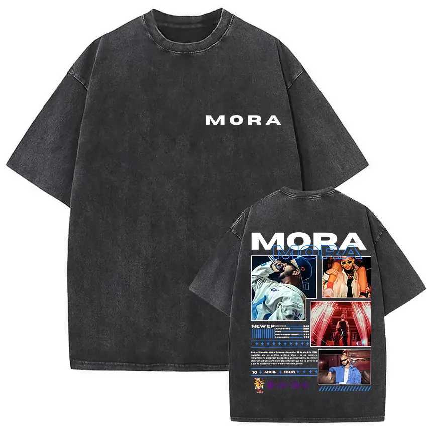 Rapper Mora Lo Mismo De La Otra Vez Tour 2025 Vintage Washed T Shirts Men Women Summer 100% Cotton Short Sleeve T-shirt New Tops Y250819