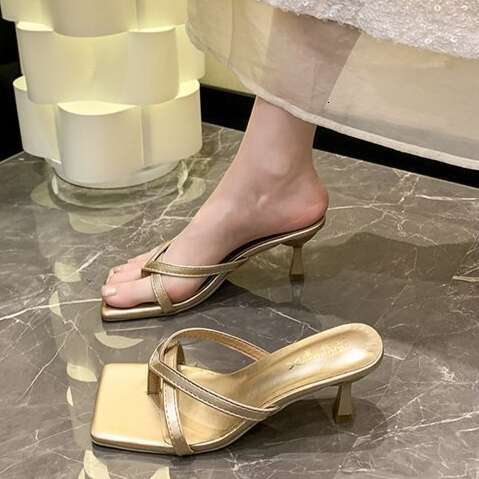 Fashion Sandals for Women 2025 Summer New Silver Elegant Thin Heel Slippers Gentle Outdoor Slides Evening Breeze High Heels