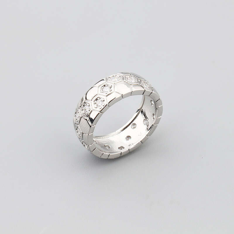 Japanese Korean Style Simple Honeycomb Hexagon Polka Dot Inlaid Dia Ring Fresh and Elegant Unisex Temperament Bracelet