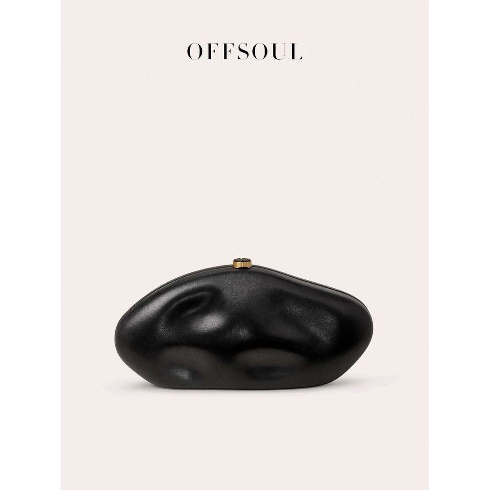 The Sculptural Pebble Leather Handbag New Fashion Style from Europe and America It Is a Heavy-Duty Stone Evening Bag with