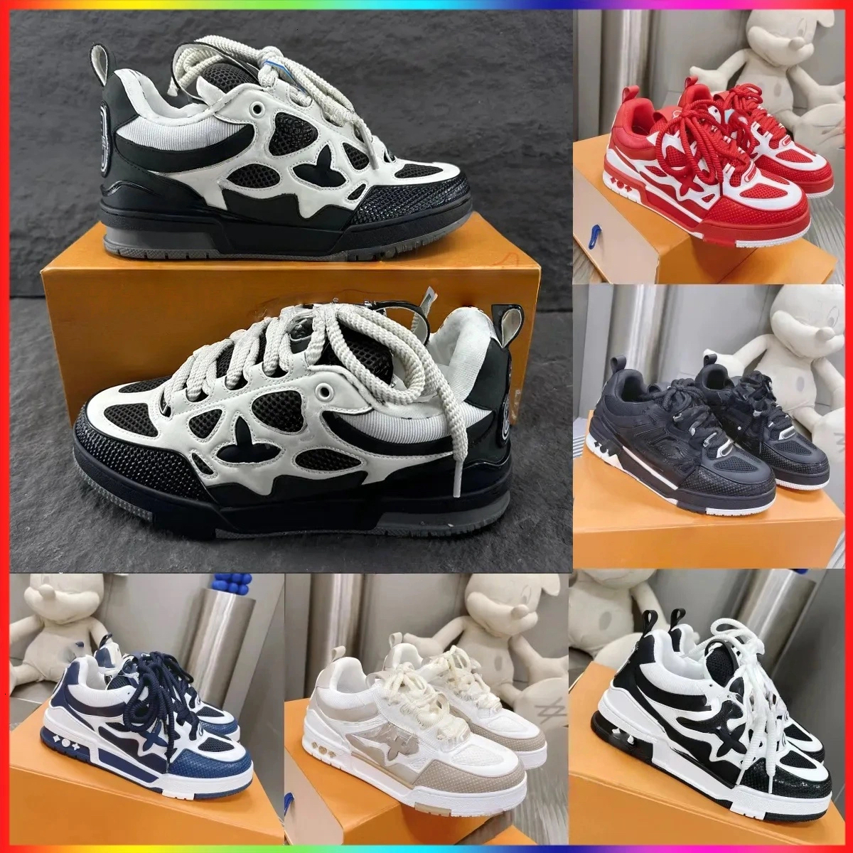 Top Skate Shoes Original packaging box Designer Trainers High Quality Men and Women Sneakers Lace-up Low-top Sports Breathable Black White With Box 3ea 5d2 17b