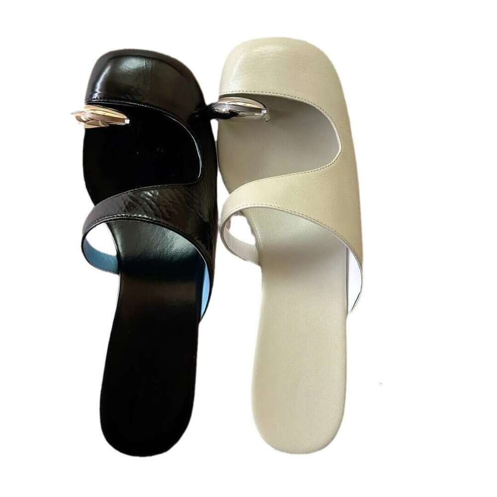 Sheepskin Version ~ Metal Toe Wedge Mules Half Slippers Outdoor Design French Hollow High Heels for Women