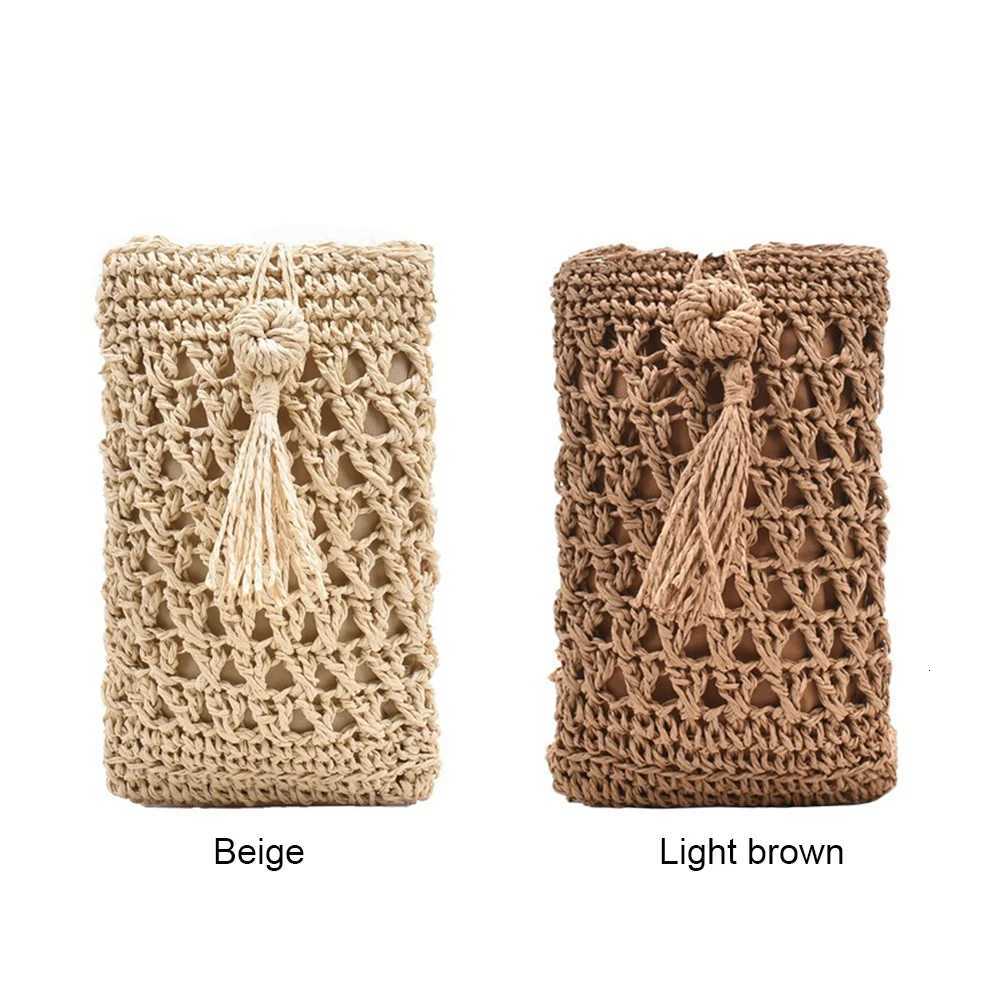 Handmade Woven Straw Rope Crossbody Pouch Female Vintage Mini Straw Bag Beach Single Shoulder Bag Mobile Phone Purse Y250819