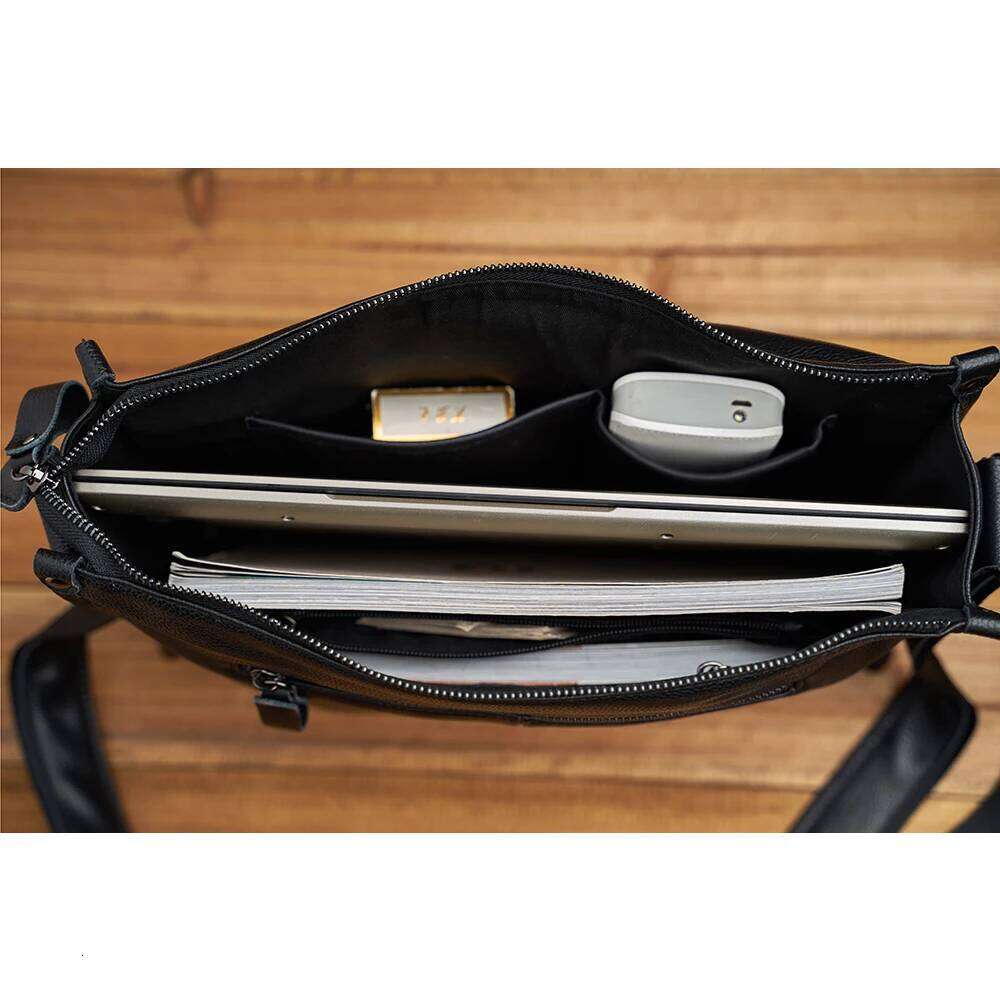 ZRCX Men's Soft Leather Shoulder Head Layer Cowhide Casual Simple Business Messenger Bag Horizontal Large-Capacity