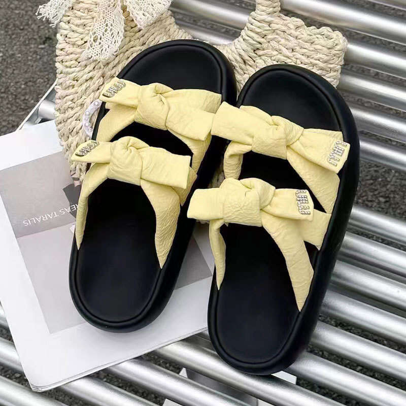 Fashionable Simple Bow One-Strap Women's Summer Small Size Thick-Soled Outdoor Versatile Lightweight Sandals