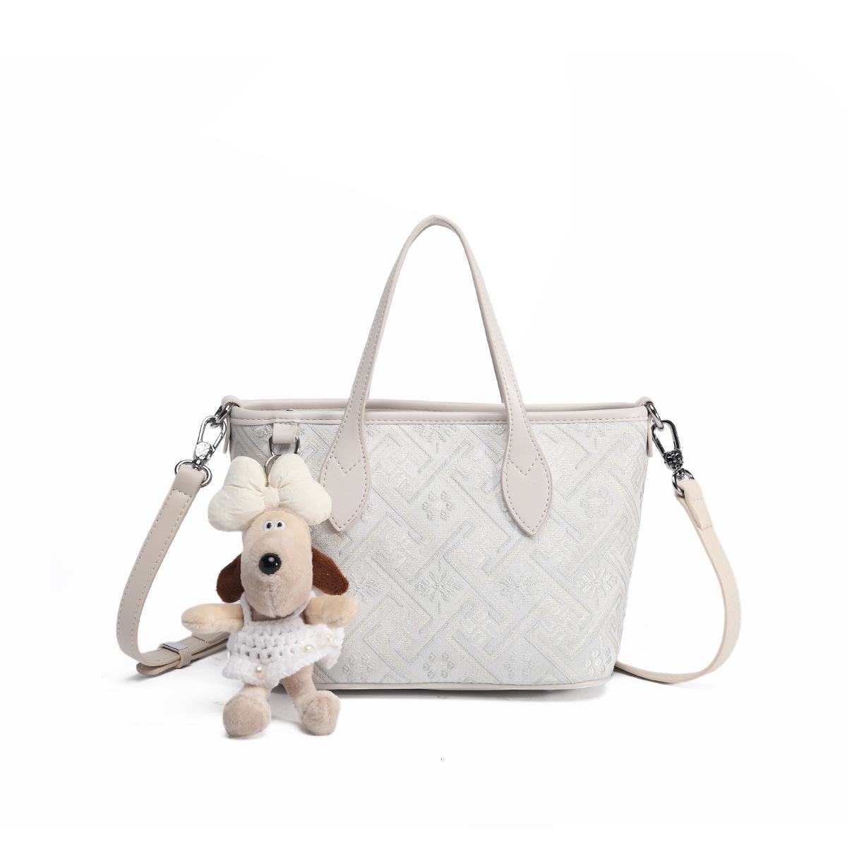 Free Shipping Designer New Ethnic Style Tote Brocade Bag High-end Women's Versatile Hand-held Crossbody Bag Round Small Hanging Bag Key Bag