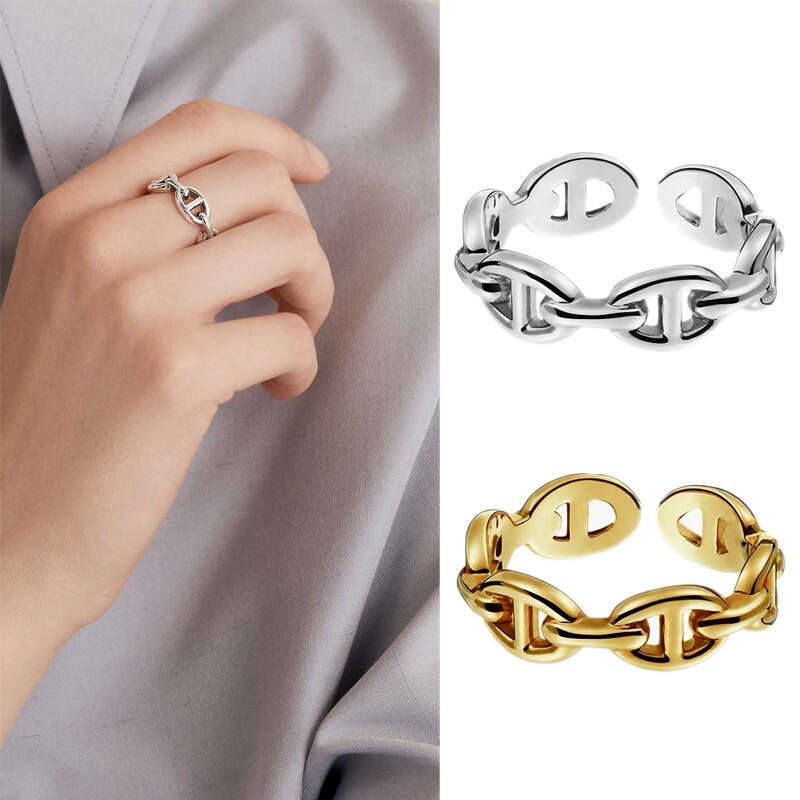 Pig Nose Open Ring for Women Ins Cold Style Cool Exaggerated Fashion Hip Hop Personality Rings Qingdao