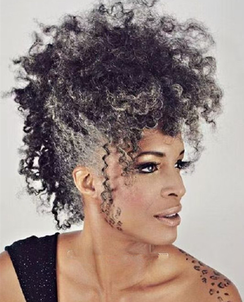 Beautiful gray hair puff ponytail extension women hairpiece salt and pepper drawstring ponytails natural hair natura silver 120g