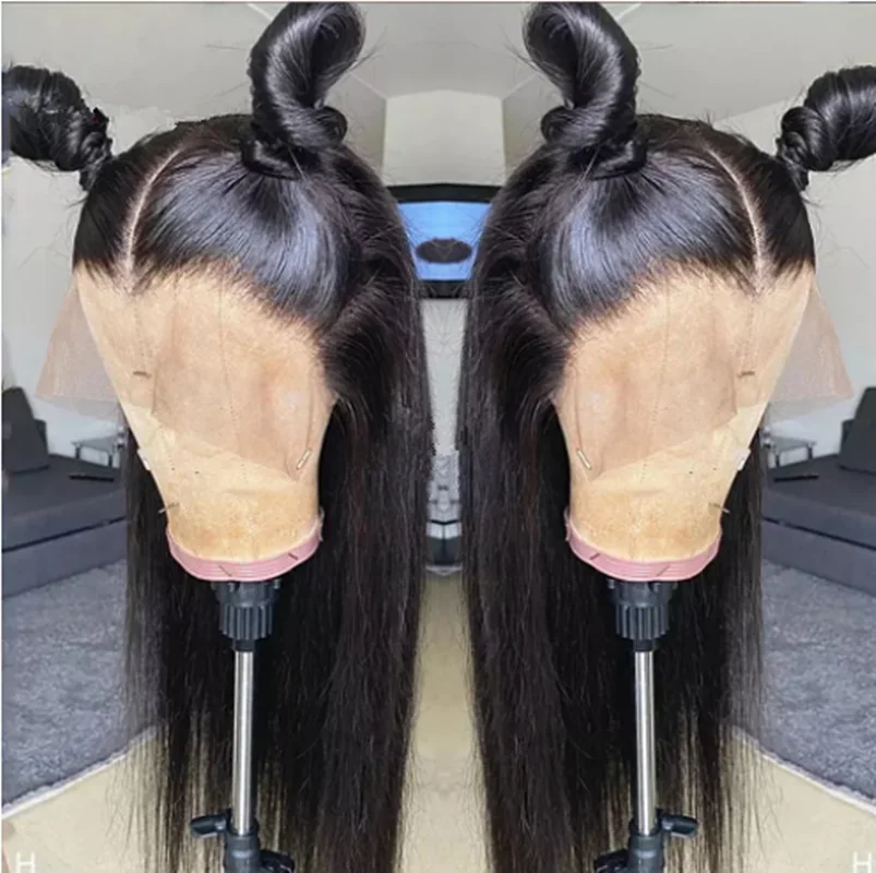 Super Natural Hairline Lace Front Wig High Density 180 Density Smooth Straight Preplucked Hairline With Free Part Synthetic Glueless Daily Wear Wigs