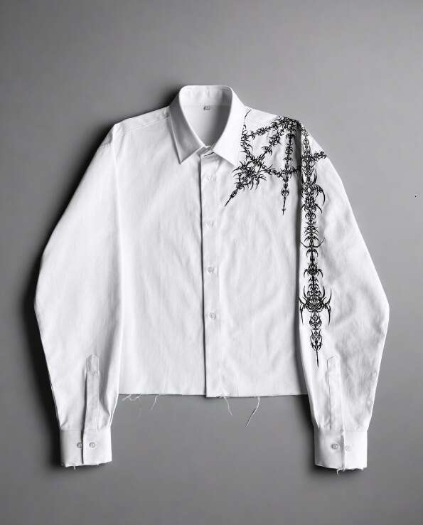 Gothic Dark Style Long Sleeve Shirt For Men High Street Loose Button Trendy Y2k Autumn Top B5