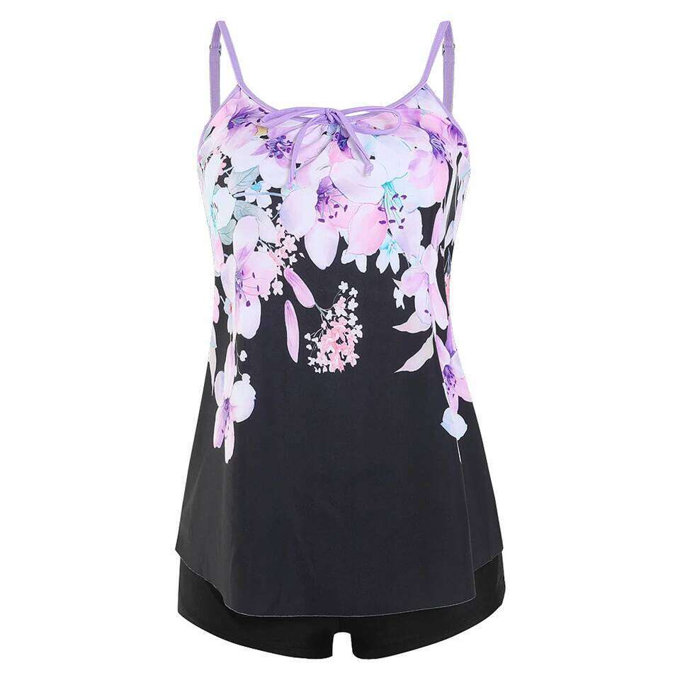 Print High Waist Swimsuit Women Two Piece Tankini Set Swimwear Female Beachwear Bathers Bathing Swimming Swim Suit 2024