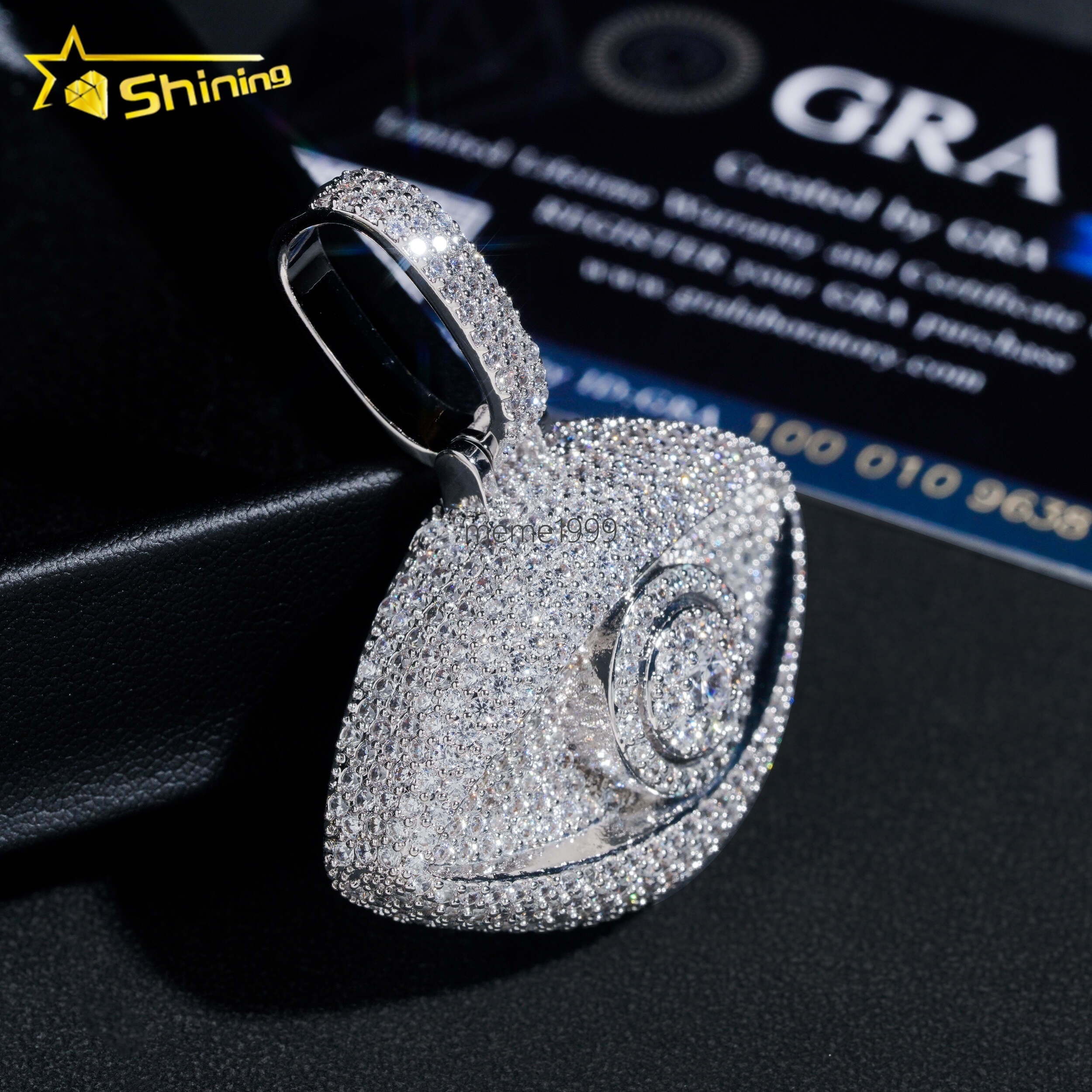Pass Diamond Tester GRA Certificate 925 Sterling Silver Hip Hop 3D Eye VVS Moissanite Pendant