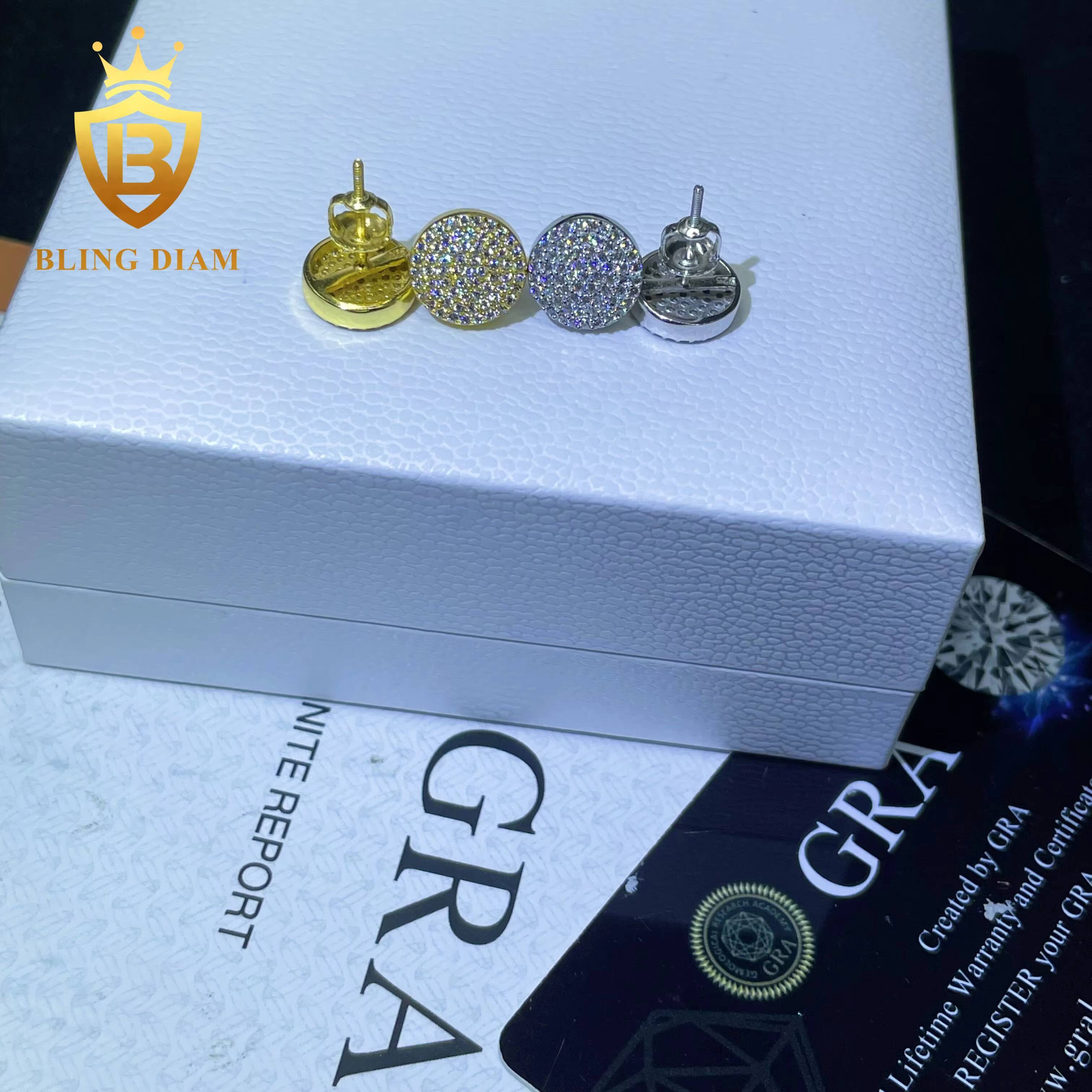 Hip Hop Jewelry Moissanite Earrings for Men 925 Sterling Silver Stud Earring Pass Diamond Tester Wholesale Price