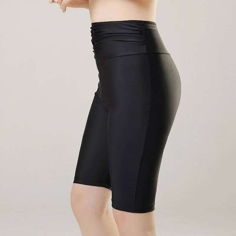 Black Color Plus Size Womens Swim Shorts Swimming Trunks High Waist Swimsuit Ladies Swimwear Beachwear Surfing Suit