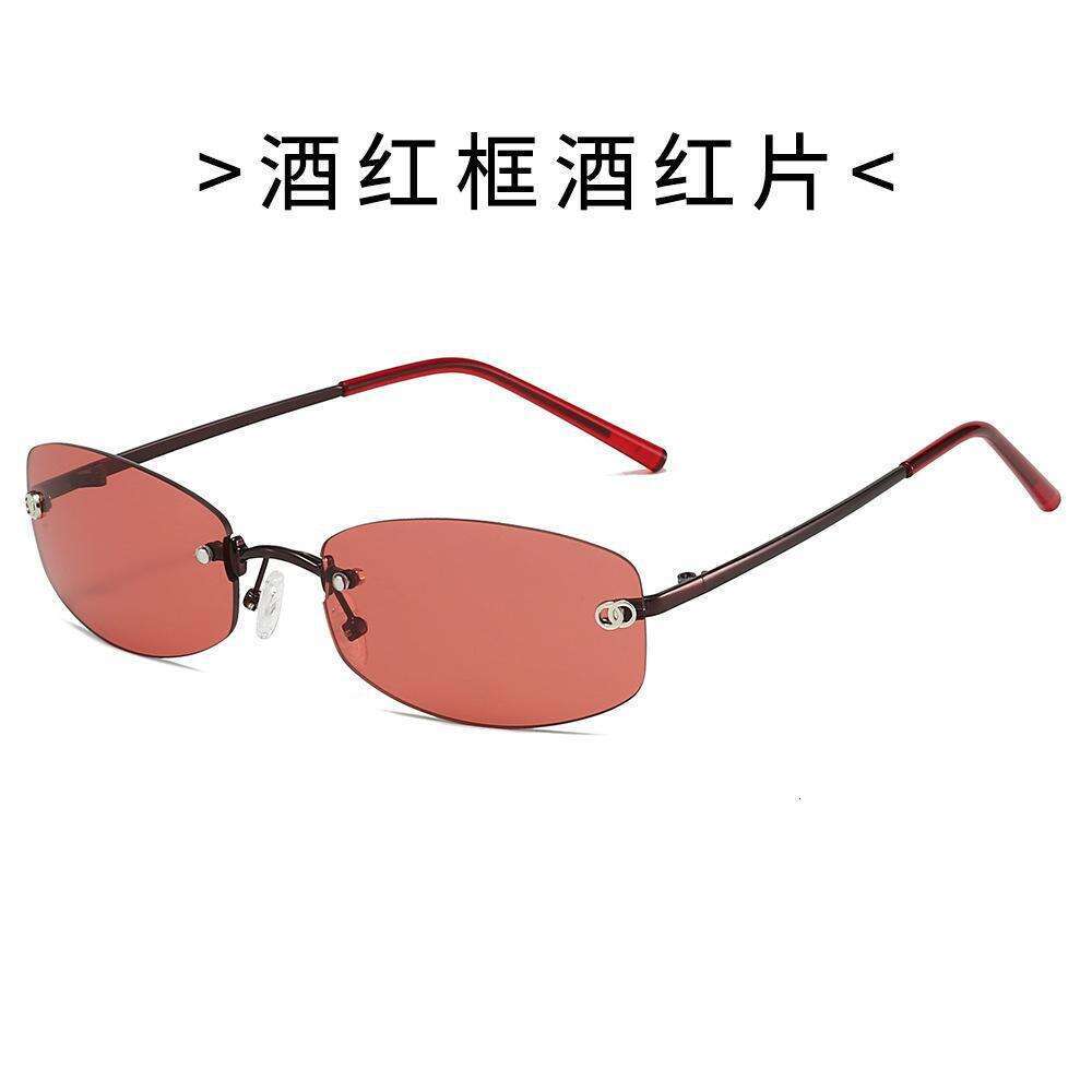 2025 New Style Trendy Girl Frameless Blue for Women Designer UV Protection Glasses Y2K High-end Sunglasses